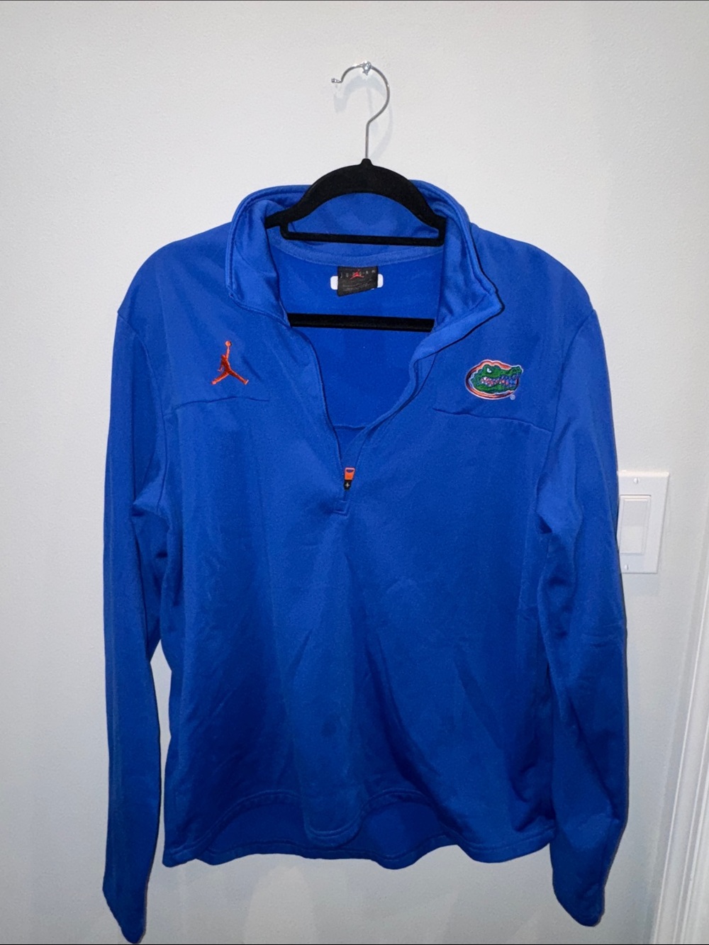 Jordan Royal Blue Zip-Up Pullover with Orange Jumpman
